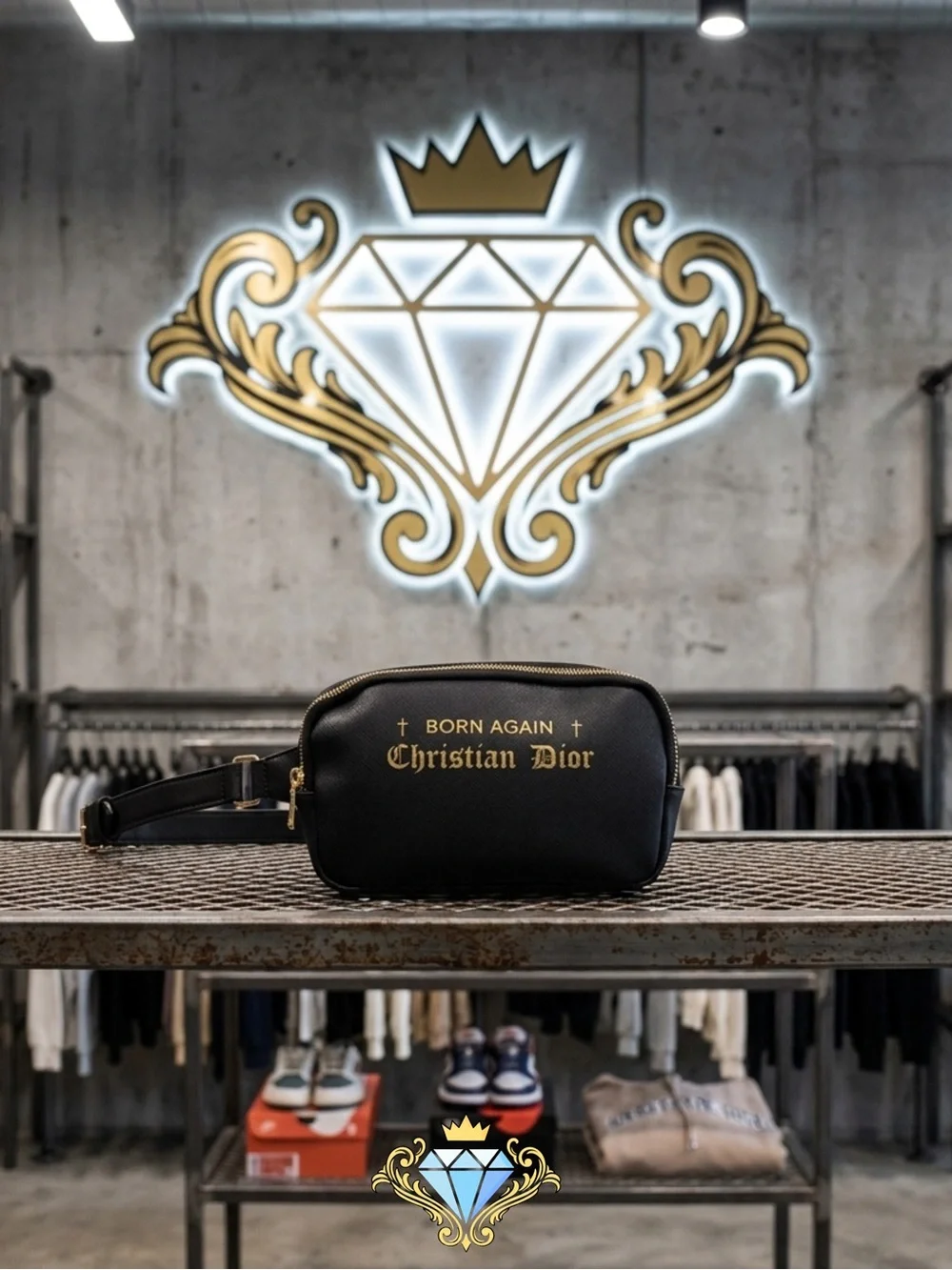 Los Angeles Trading Co. Born Again Christian Dior Parody Belt Bag Black
